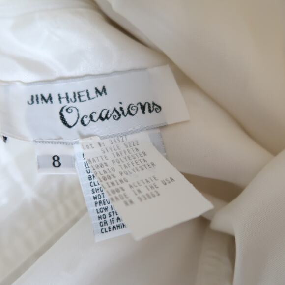 Vintage 80s Jim Hjelm cream and tan plaid taffeta strapless midi party dress 8 - Picture 5 of 5